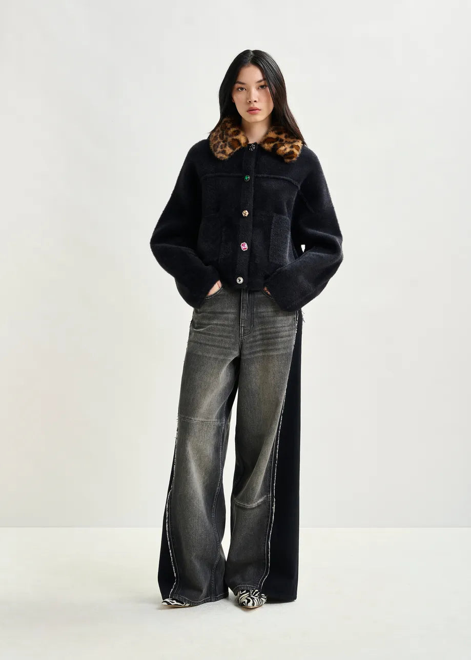 Essentiel antwerp intention cardigan with removable faux