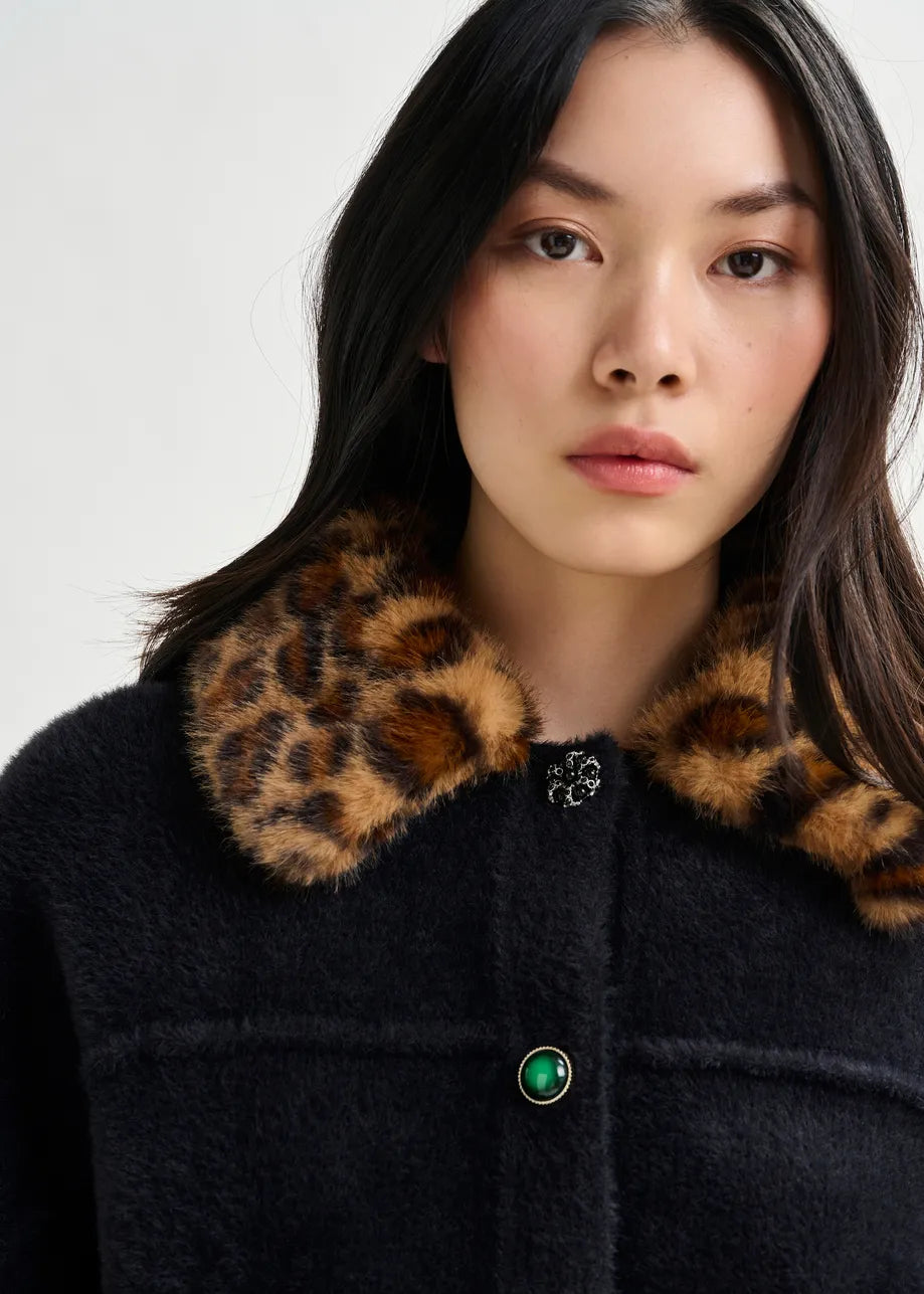 Essentiel antwerp intention cardigan with removable faux