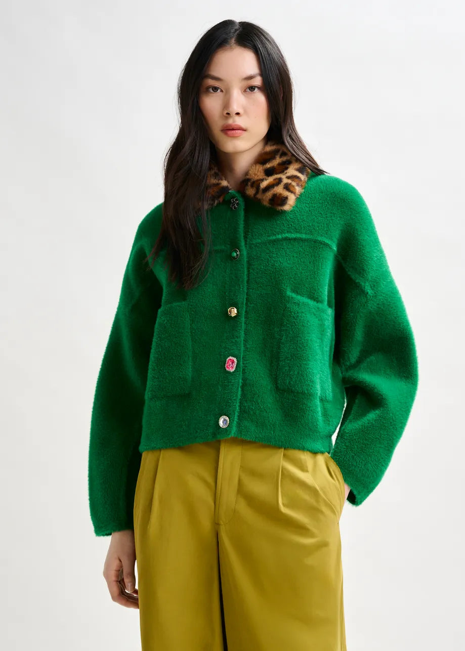 Essentiel antwerp intention cardigan with removable faux