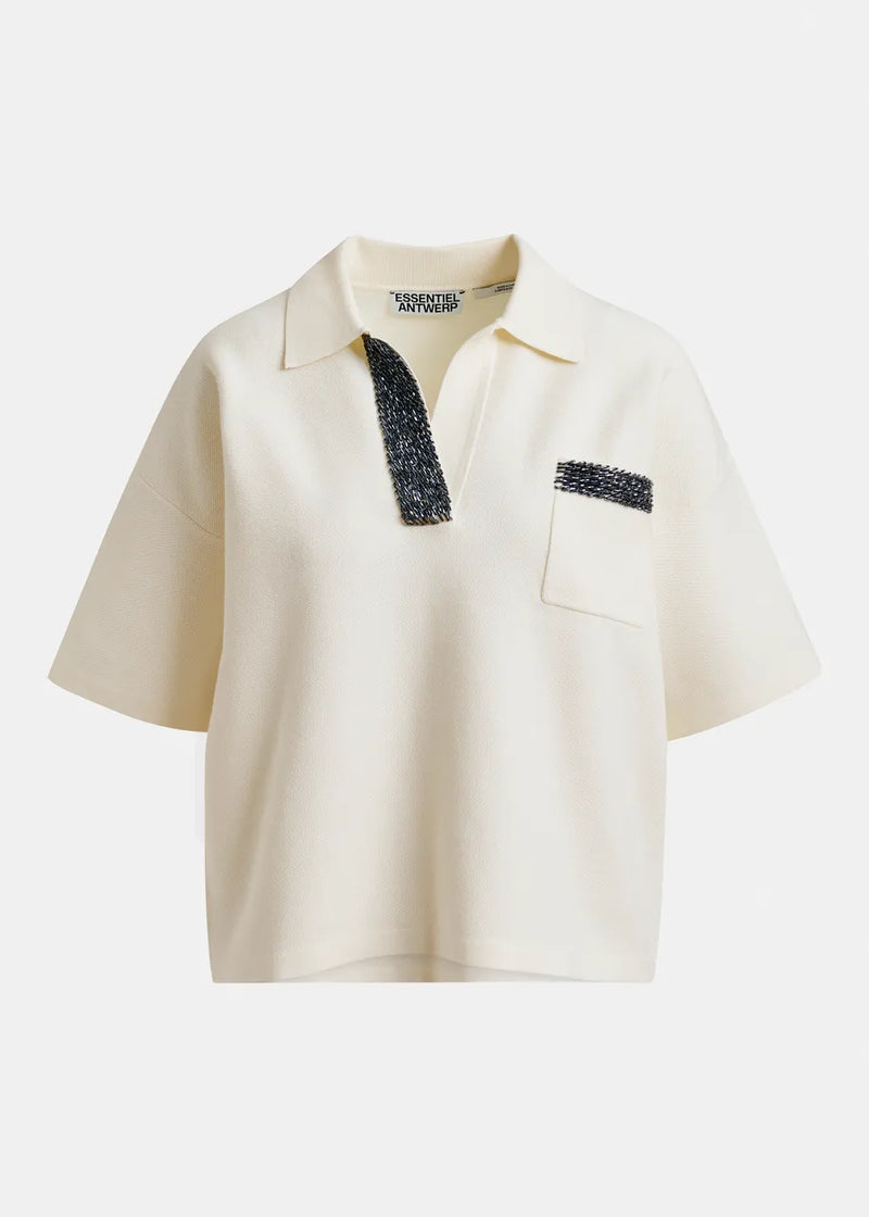 Essentiel antwerp internationnal knitted polo - off white
