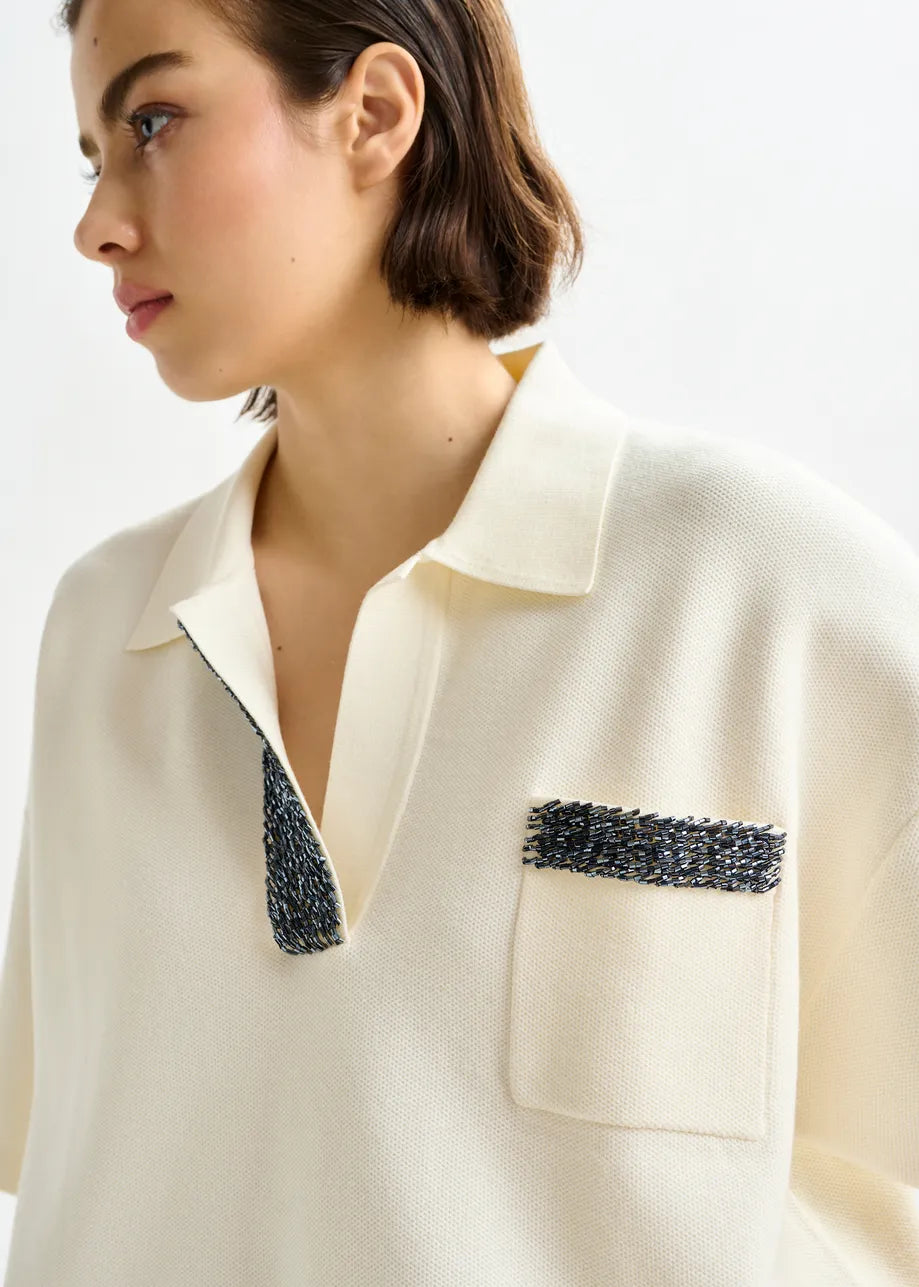 Essentiel antwerp internationnal knitted polo - off white