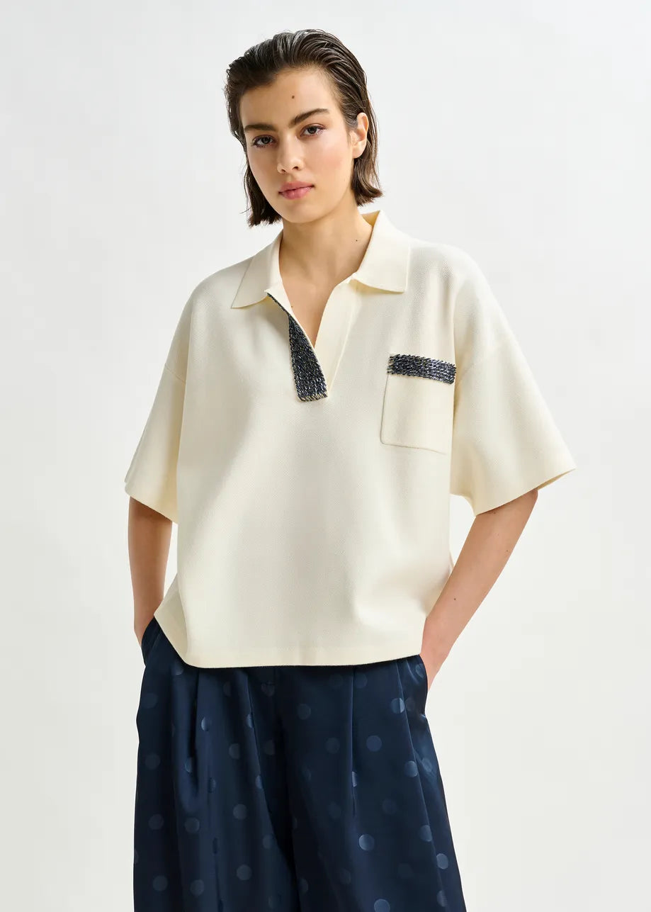 Essentiel antwerp internationnal knitted polo - off white