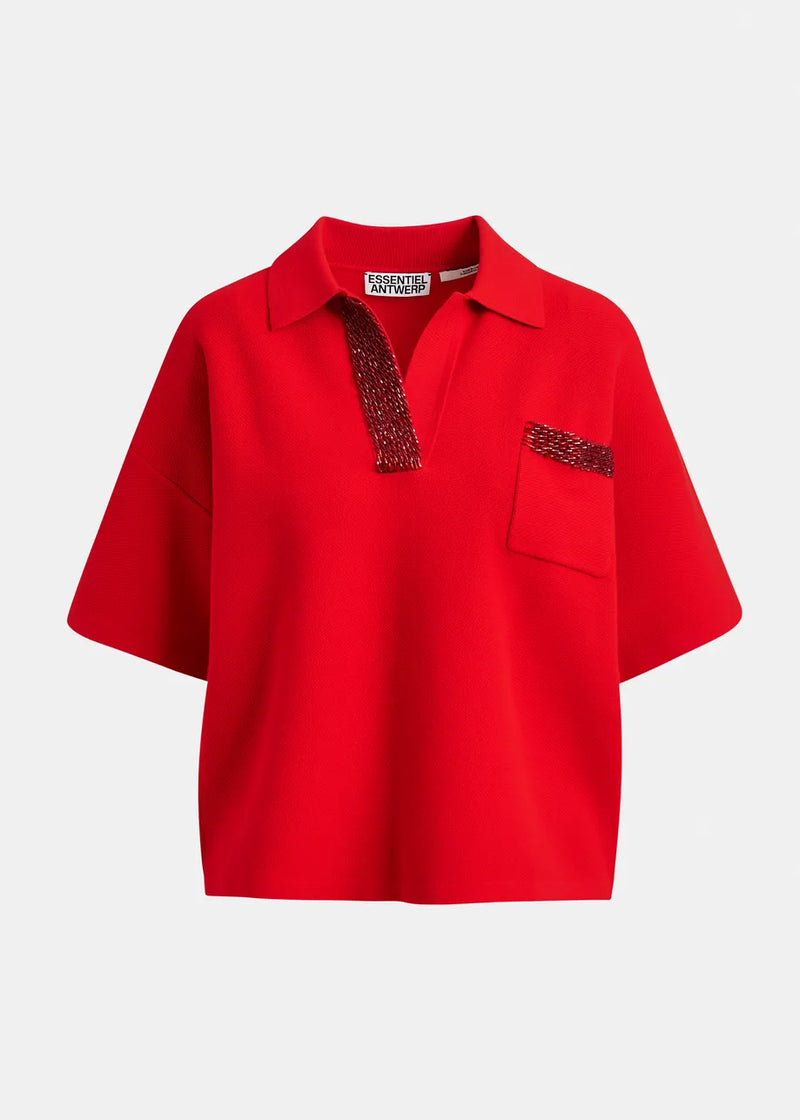 Essentiel antwerp internationnal knitted polo - red Short