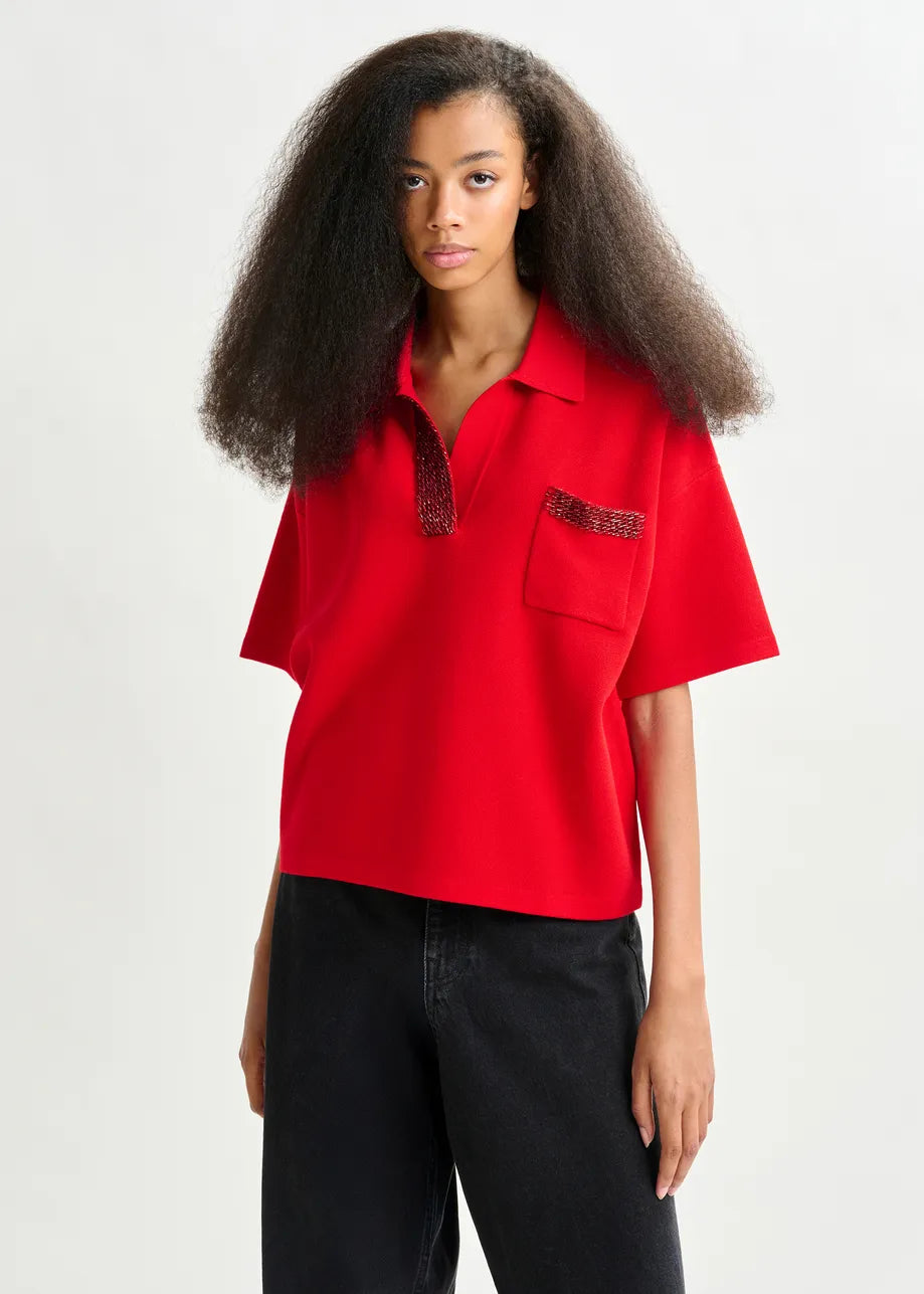 Essentiel antwerp internationnal knitted polo - red Short