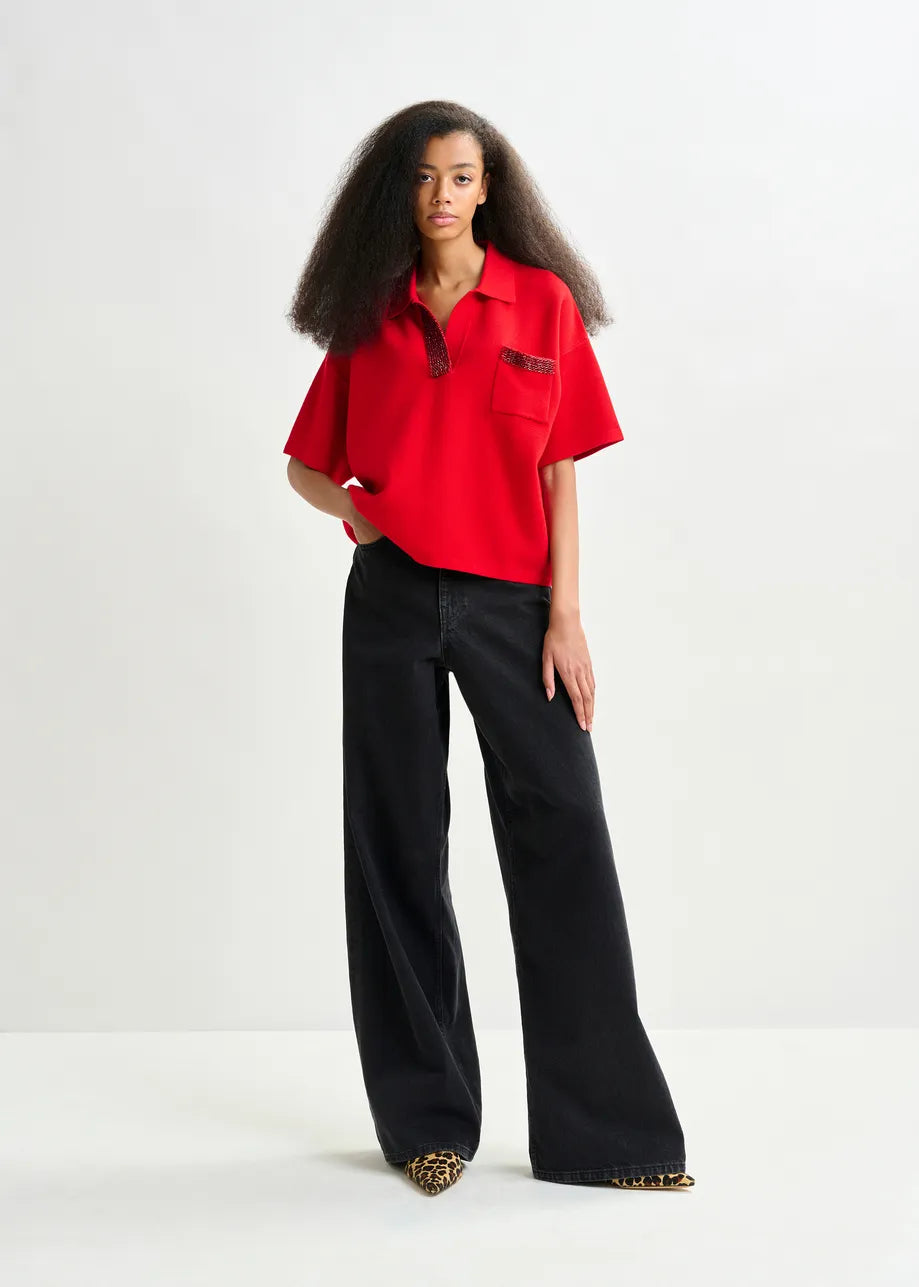 Essentiel antwerp internationnal knitted polo - red Short