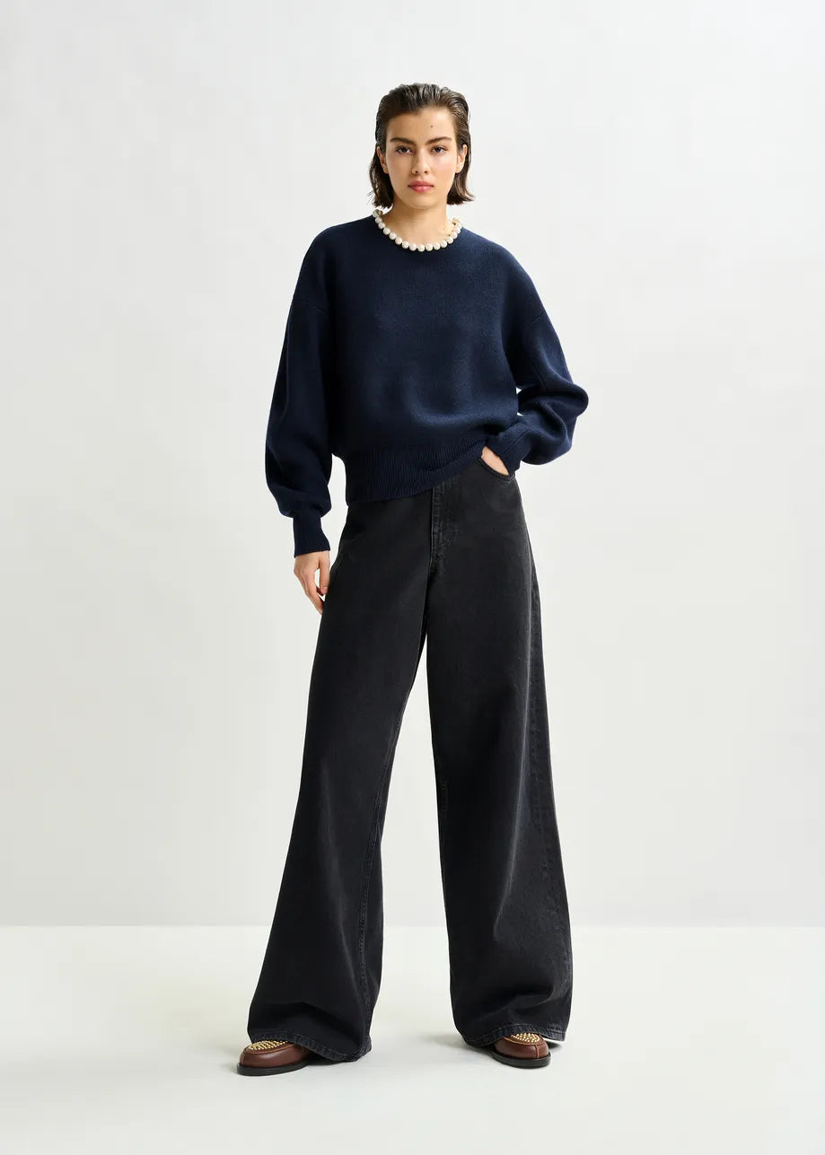 Essentiel antwerp inti pearl embellished sweater - navy