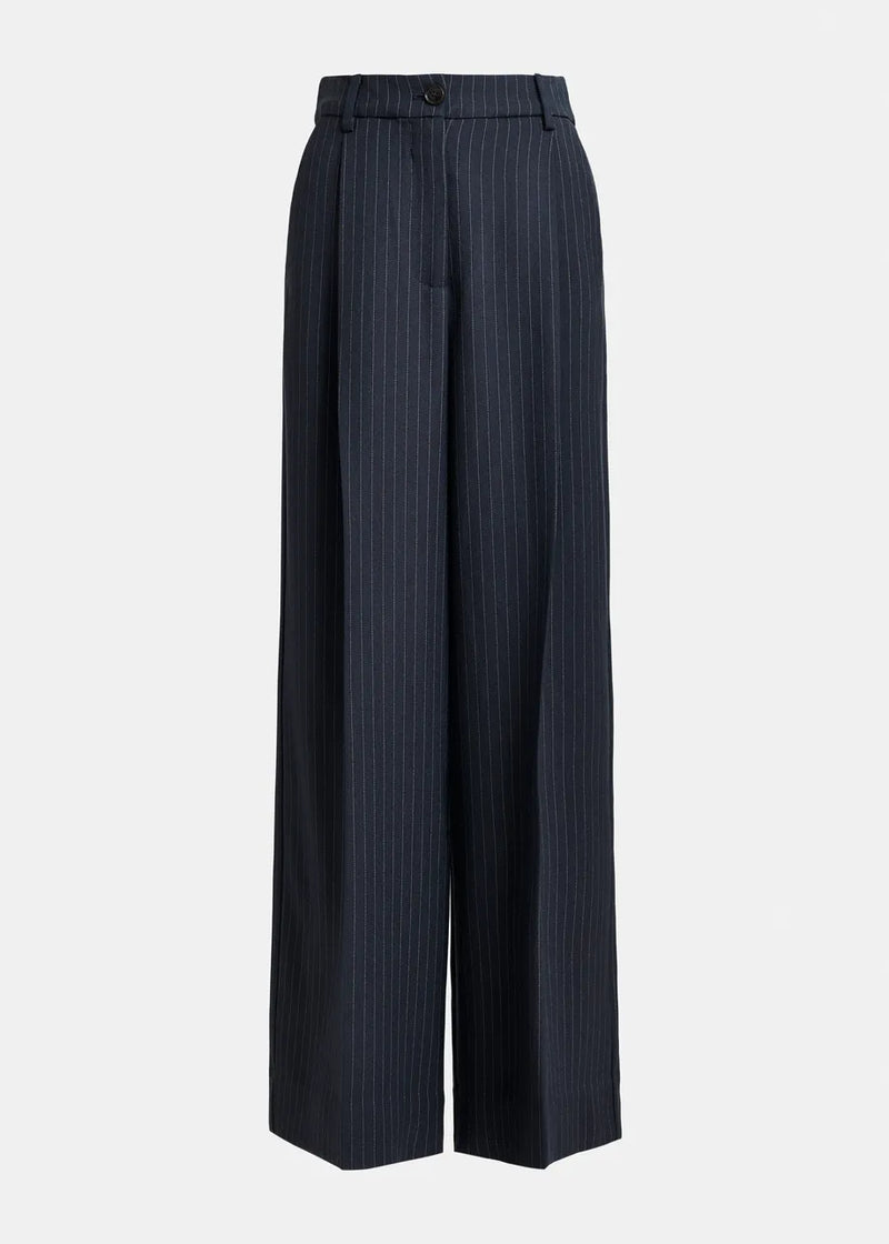 Essentiel antwerp invest pinstripe wide leg pants - navy &