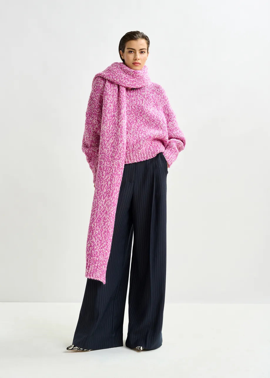 Essentiel antwerp invest pinstripe wide leg pants - navy &