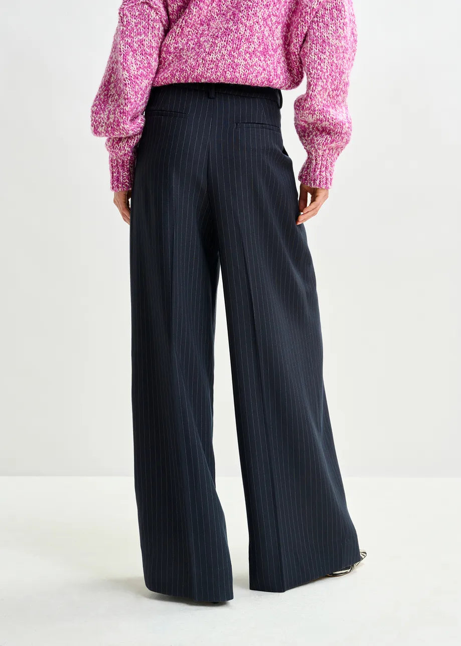 Essentiel antwerp invest pinstripe wide leg pants - navy &