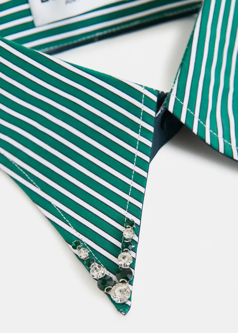 Essentiel antwerp iplain rhinestone collar - green & white