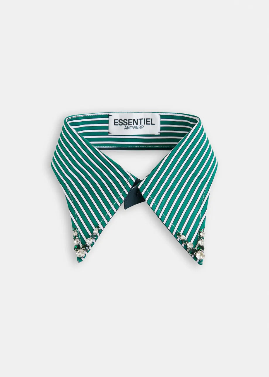 Essentiel antwerp iplain rhinestone collar - green & white
