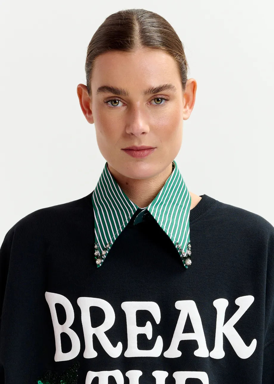 Essentiel antwerp iplain rhinestone collar - green & white