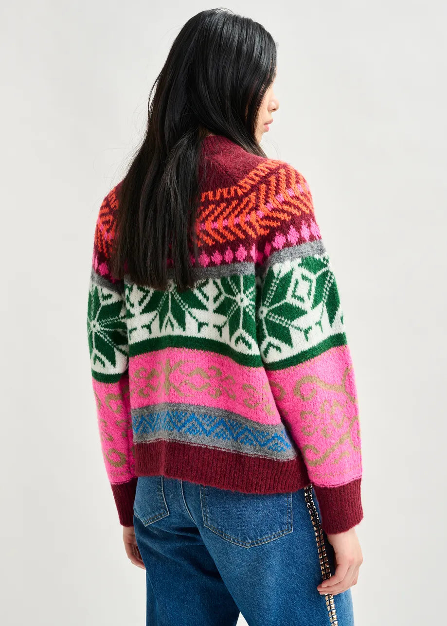 Essentiel antwerp irelando melange knit jacquard sweater