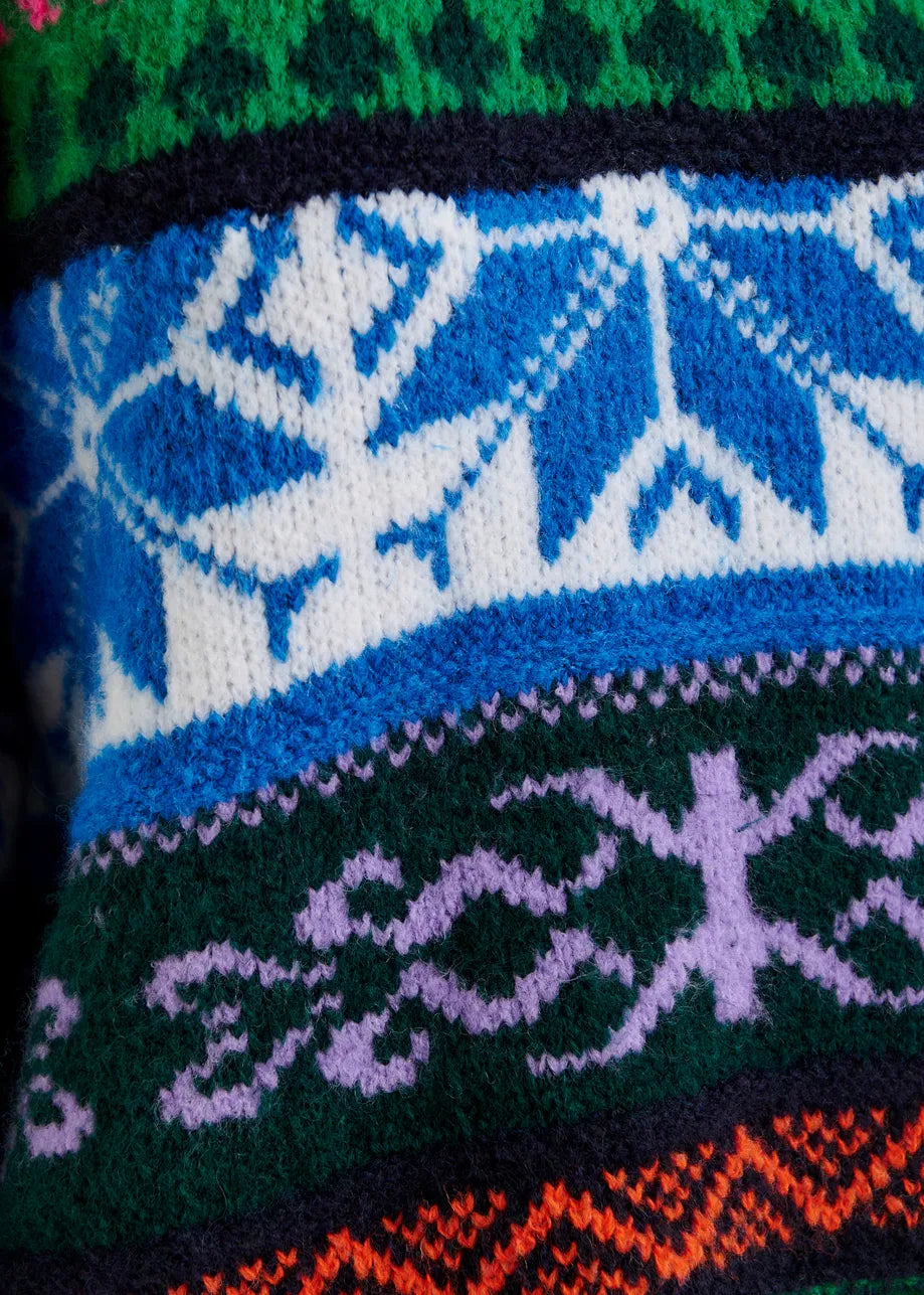Essentiel antwerp irelando melange knit jacquard sweater