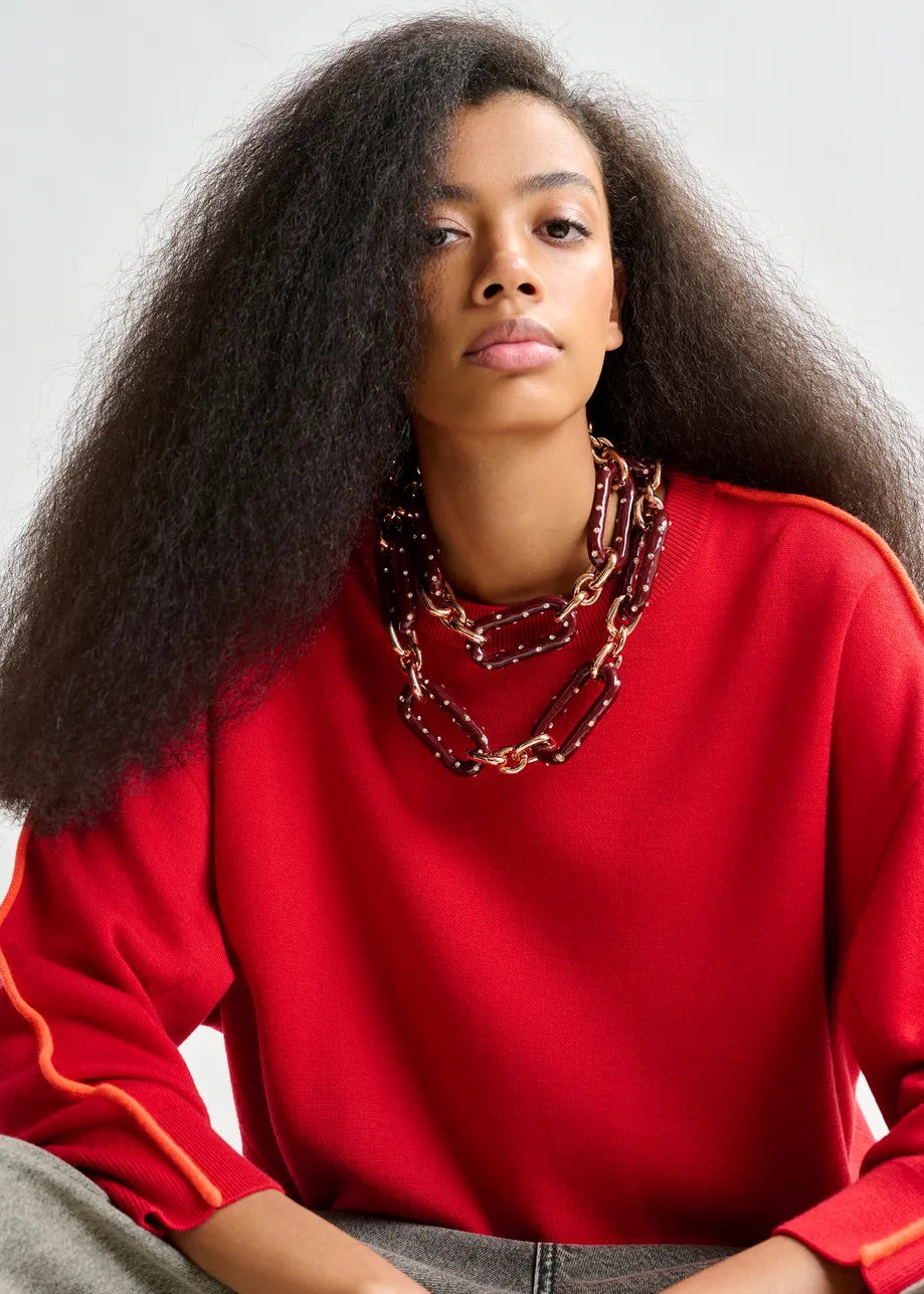 Essentiel antwerp iruby knitted sweater with fitted waist