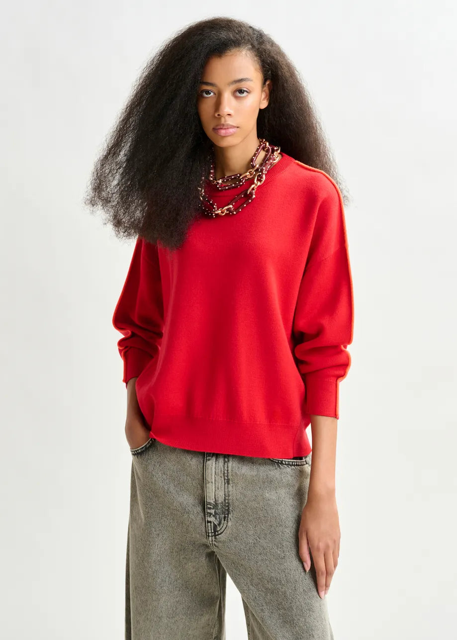 Essentiel antwerp iruby knitted sweater with fitted waist