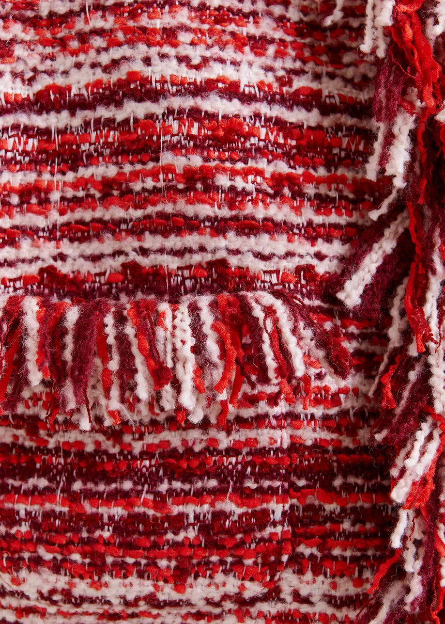Essentiel antwerp ishani fringed gilet - burgundy/red/white