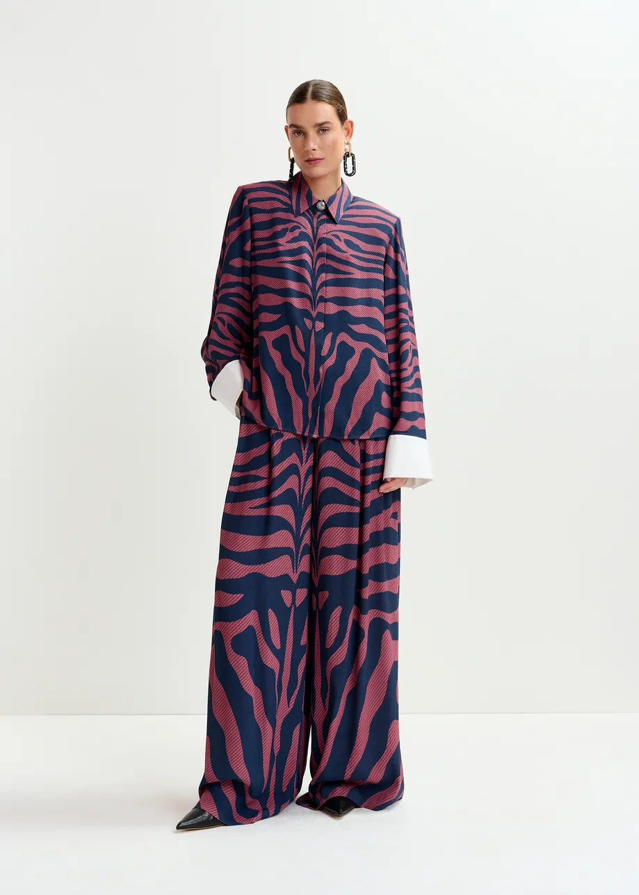 Essentiel antwerp ishow zebra jacquard shirt - dark pink &