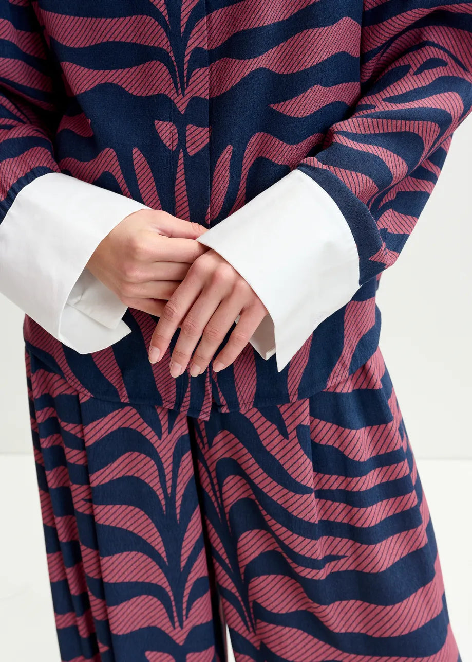 Essentiel antwerp ishow zebra jacquard shirt - dark pink &