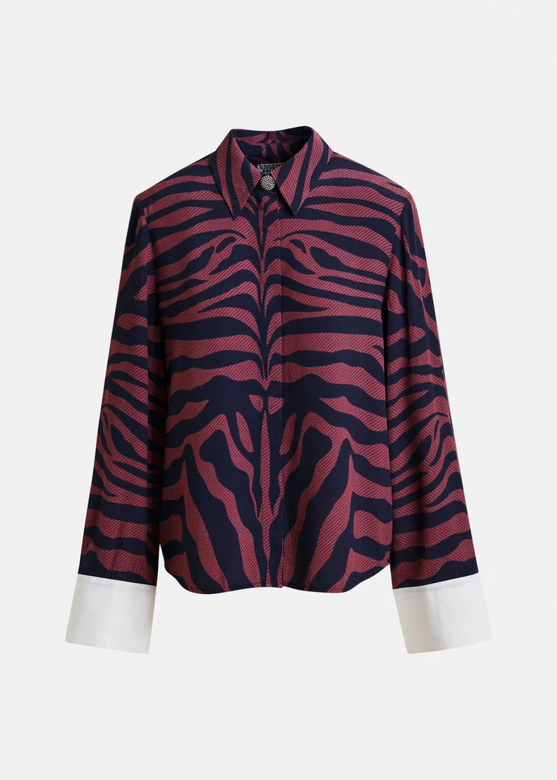 Essentiel antwerp ishow zebra jacquard shirt - dark pink &