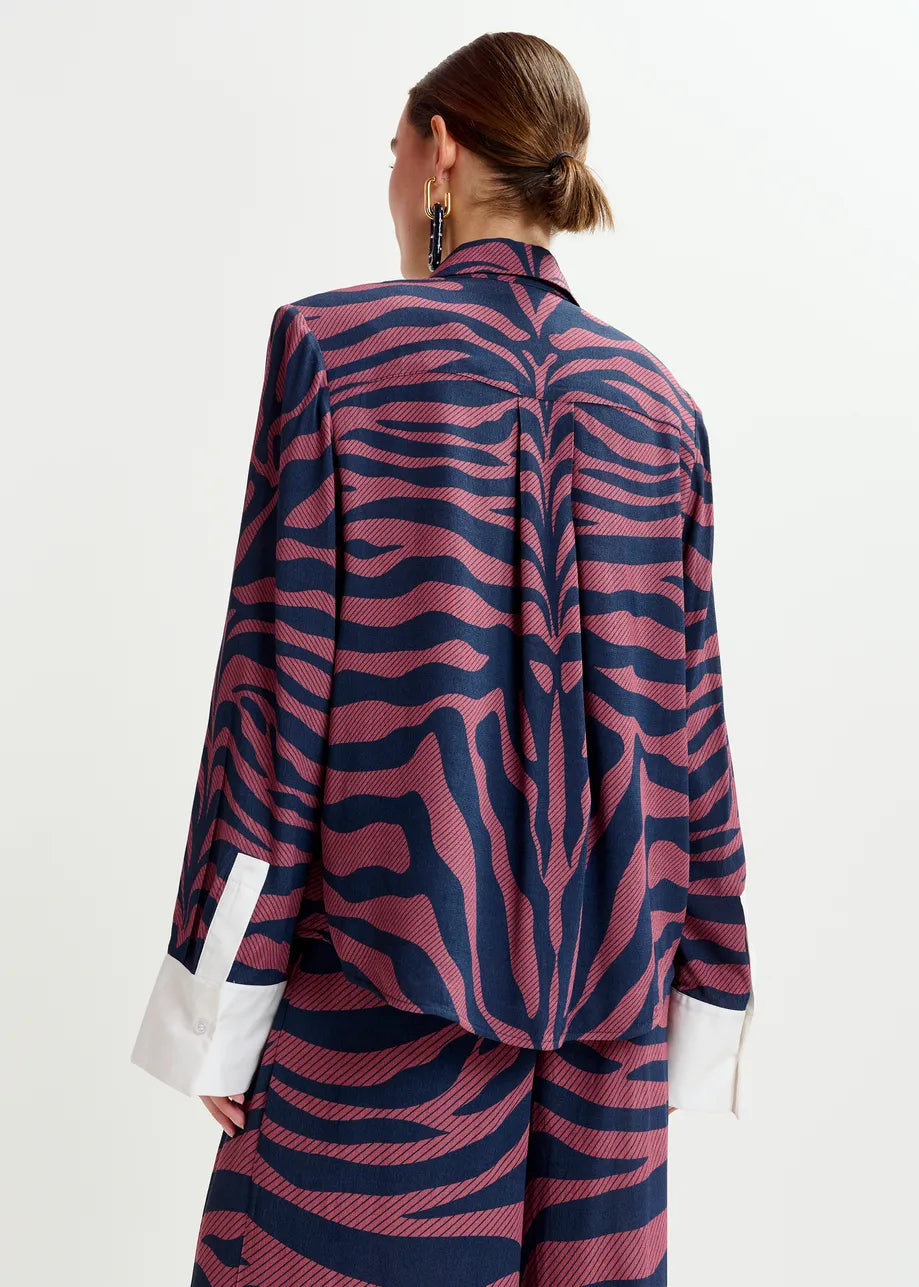 Essentiel antwerp ishow zebra jacquard shirt - dark pink &