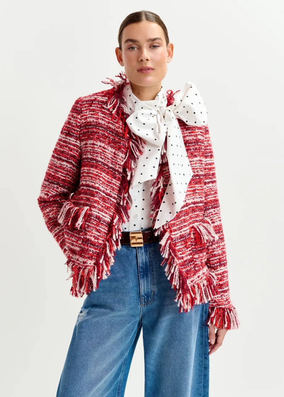Essentiel antwerp iskra fringed boucle jacket Jackets