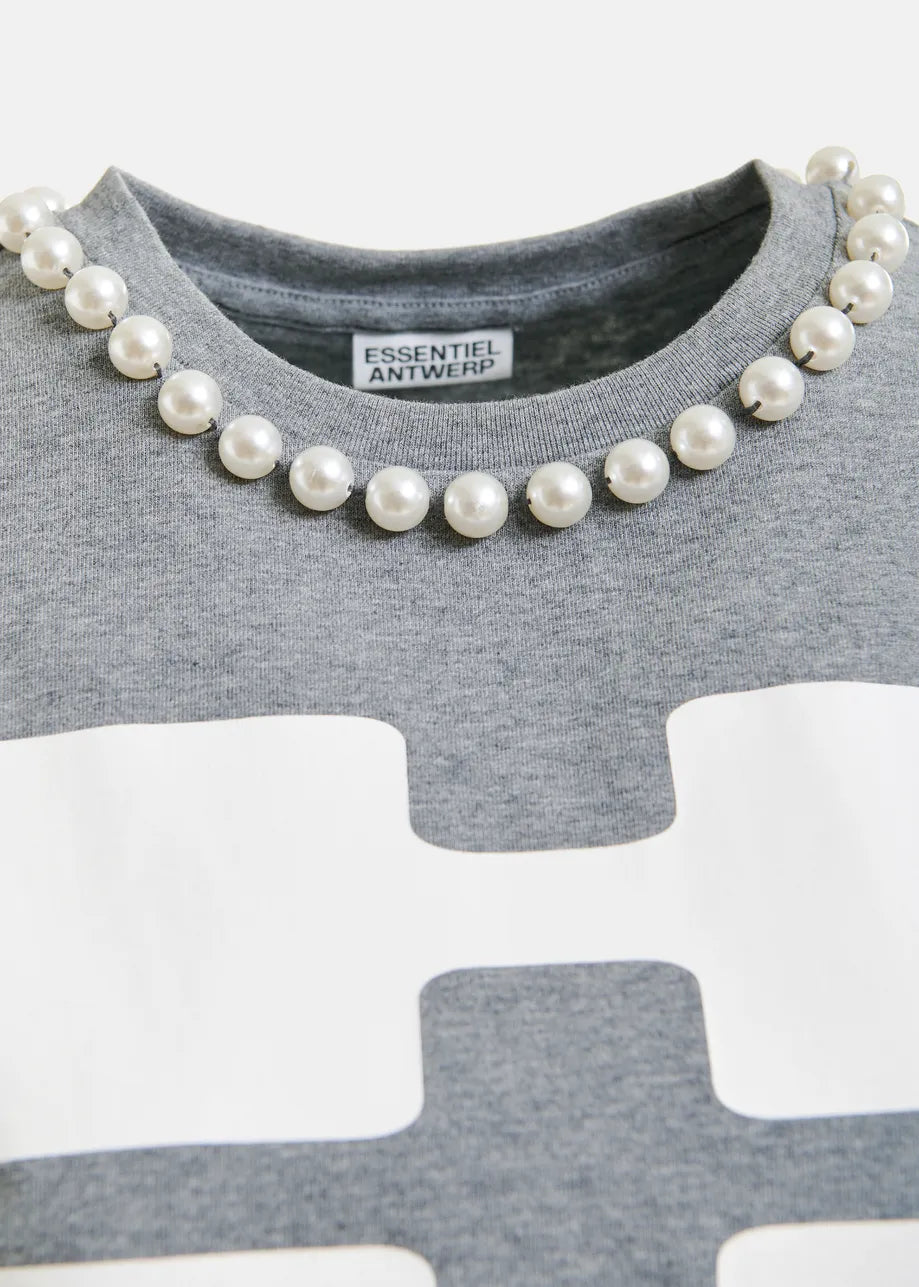 Essentiel antwerp isos beads print t-shirt - grey T-shirts