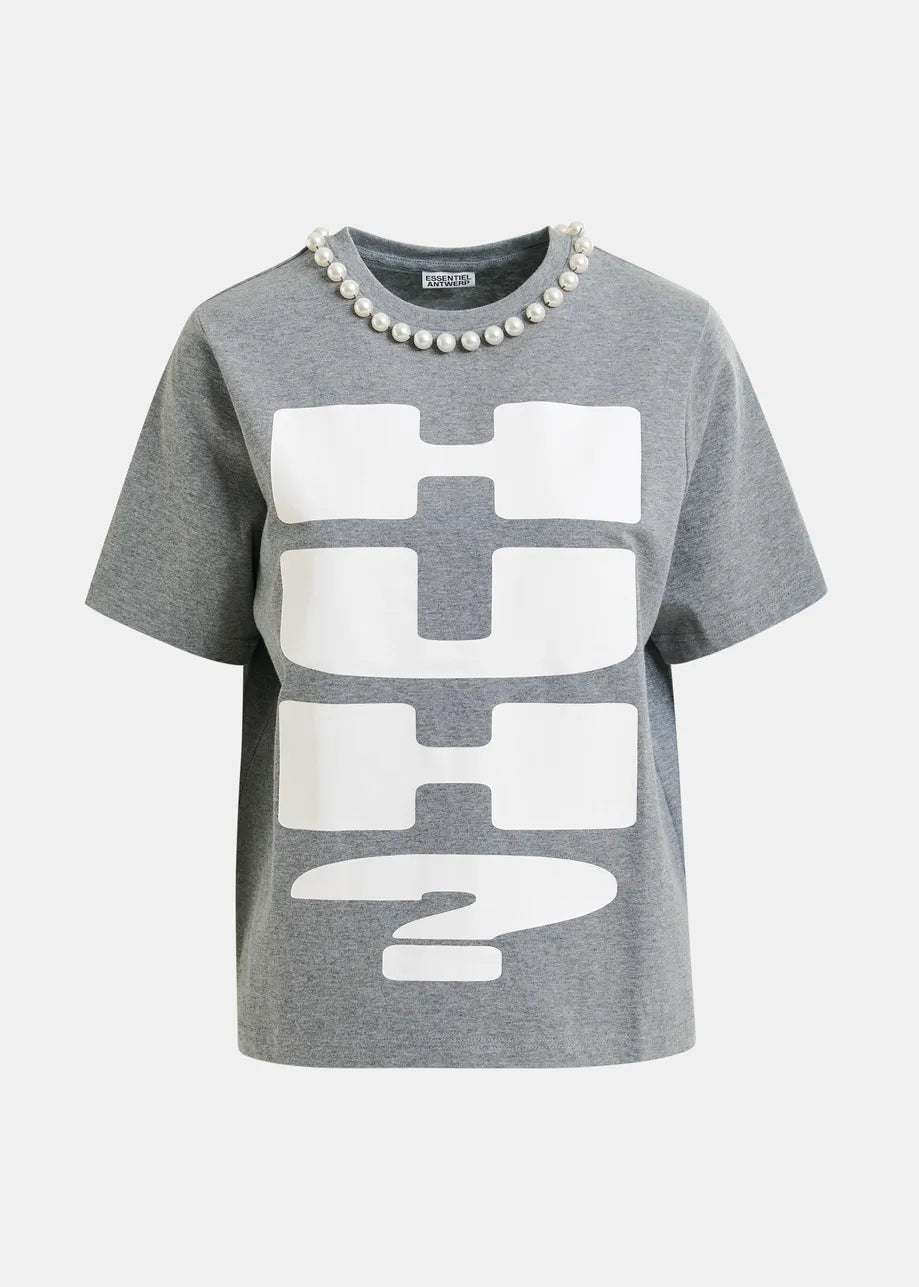 Essentiel antwerp isos beads print t-shirt - grey T-shirts
