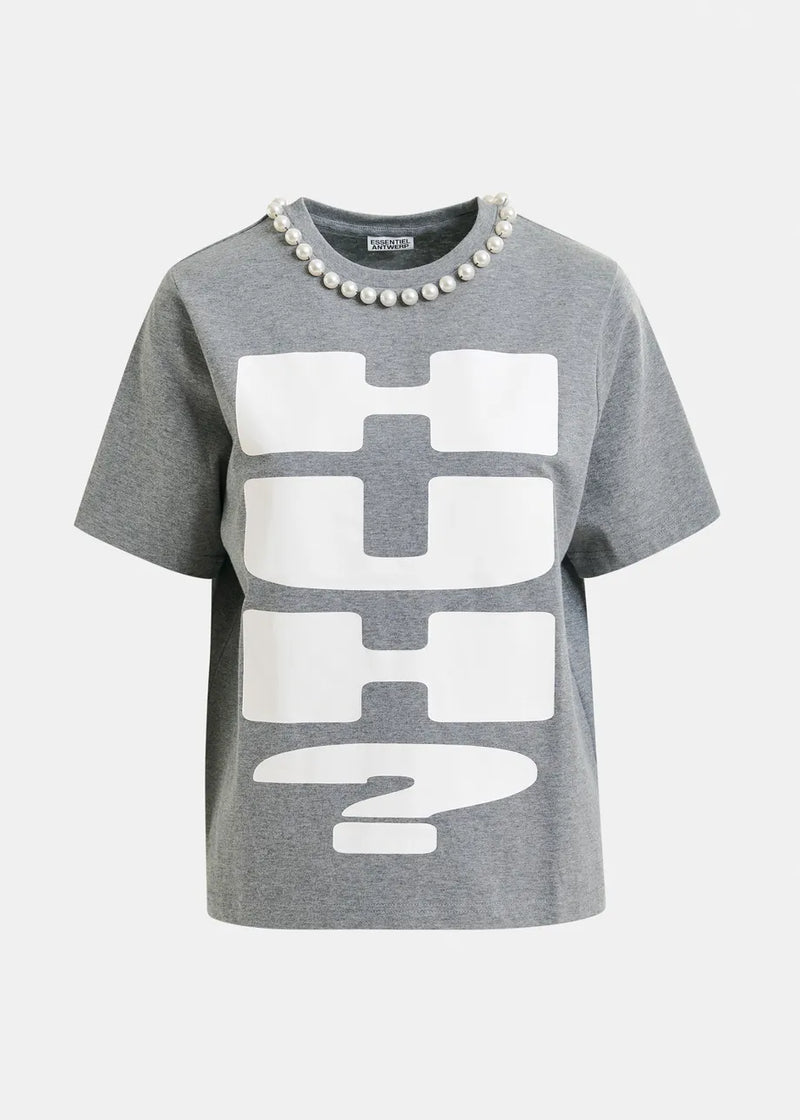Essentiel antwerp isos beads print t-shirt - grey T-shirts