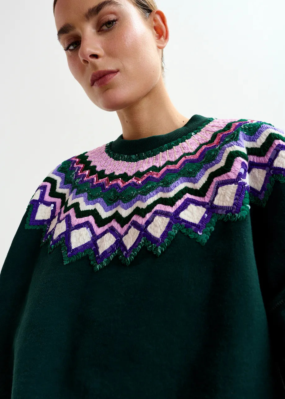 Essentiel antwerp issu cotton sweatshirt with sequin