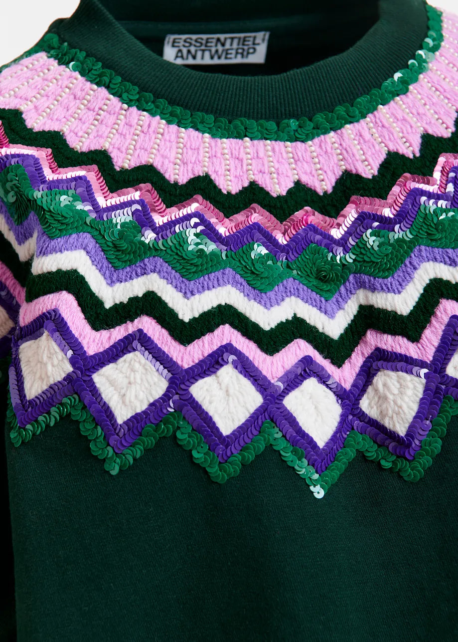 Essentiel antwerp issu cotton sweatshirt with sequin