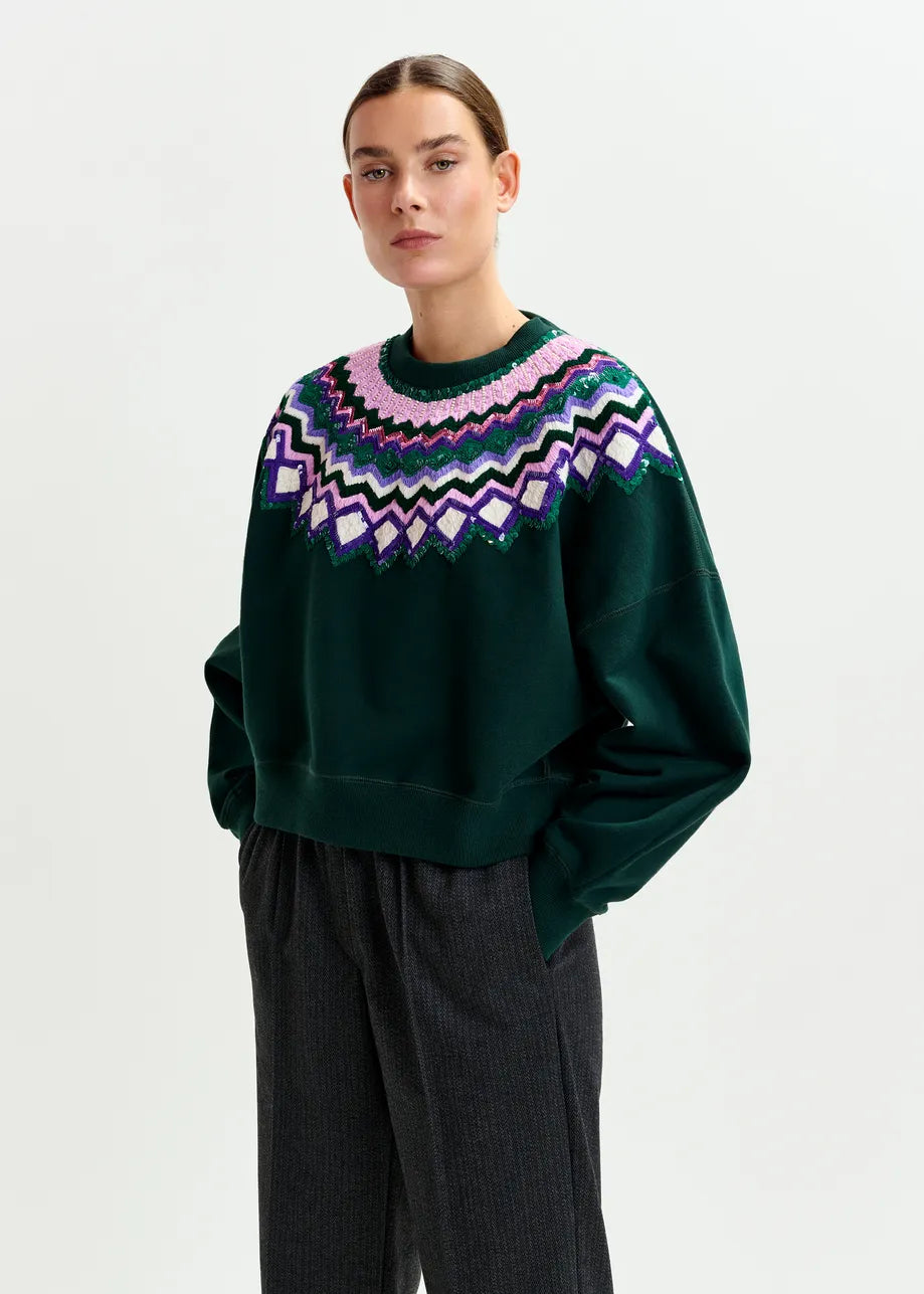 Essentiel antwerp issu cotton sweatshirt with sequin
