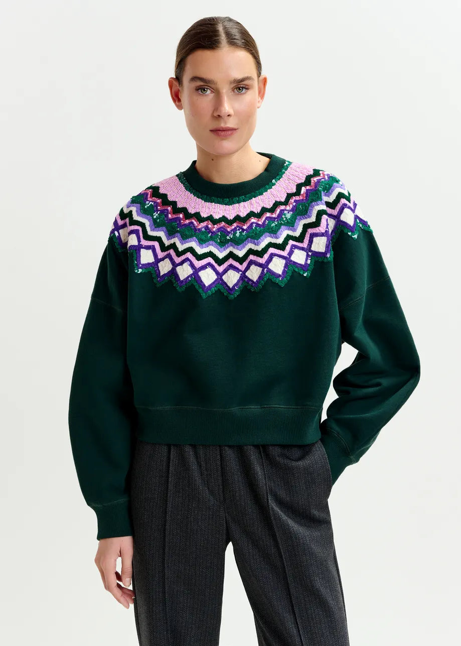 Essentiel antwerp issu cotton sweatshirt with sequin