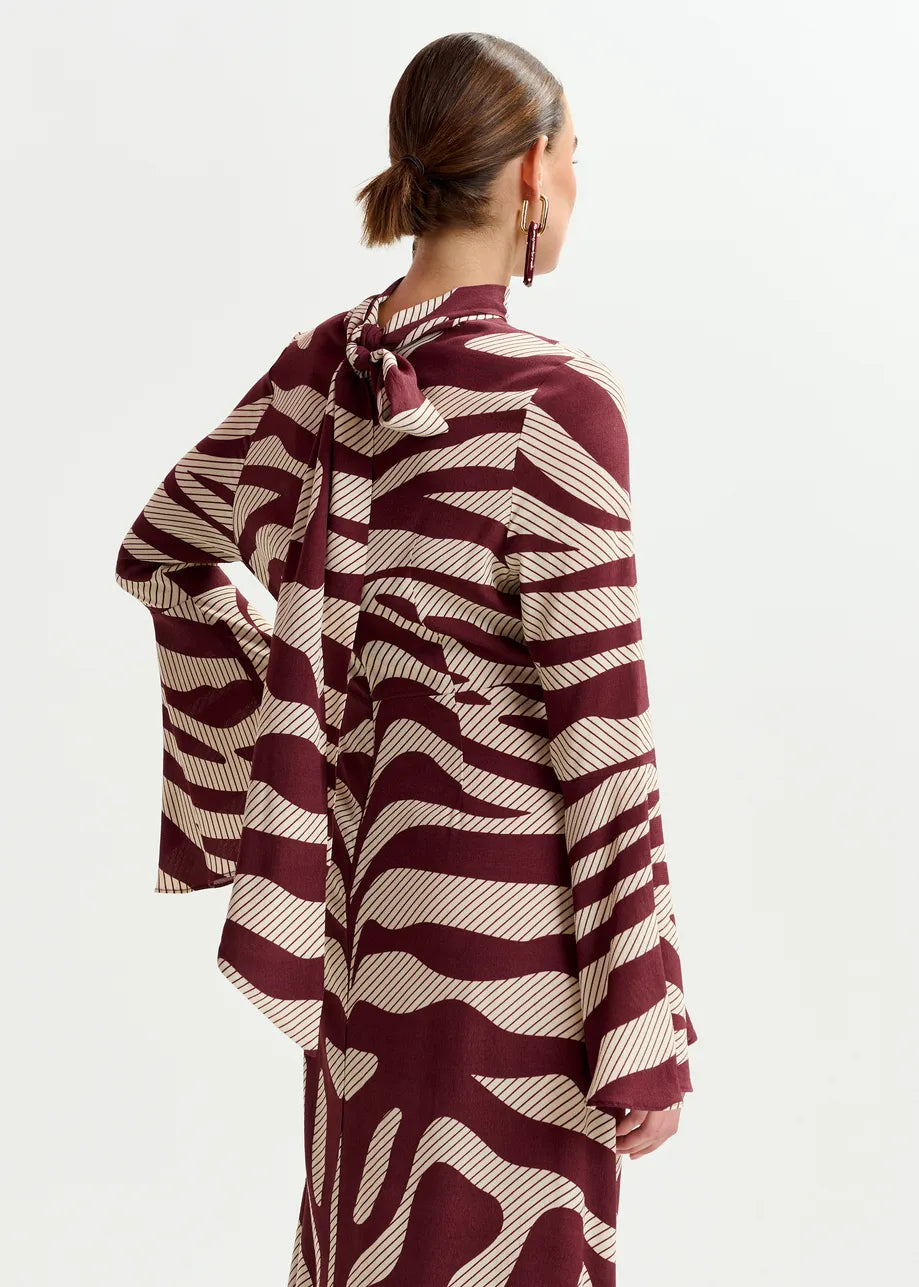 Essentiel antwerp istripe asymmetric dress - burgundy &