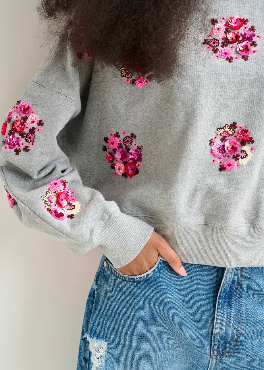 Essentiel antwerp itro embroidered sweater - grey Sweater