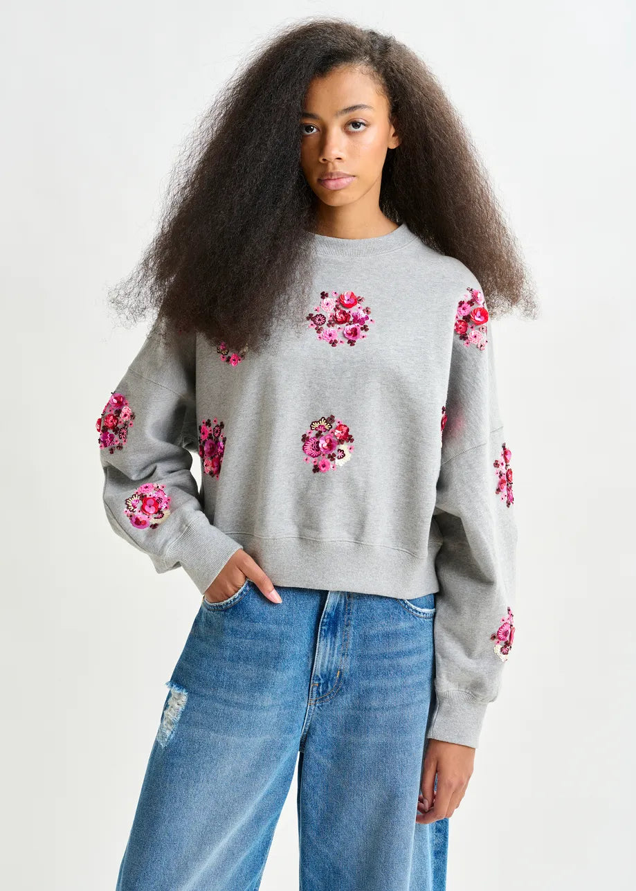 Essentiel antwerp itro embroidered sweater - grey Sweater