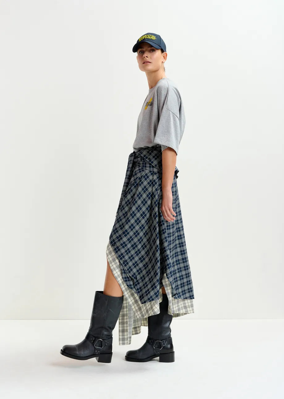 Essentiel antwerp ixchel contrast skirt - navy & white