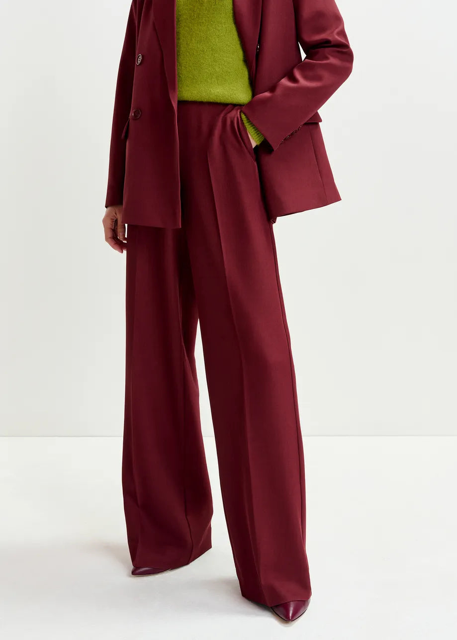 Essentiel antwerp izi wide leg trousers - burgundy Trousers