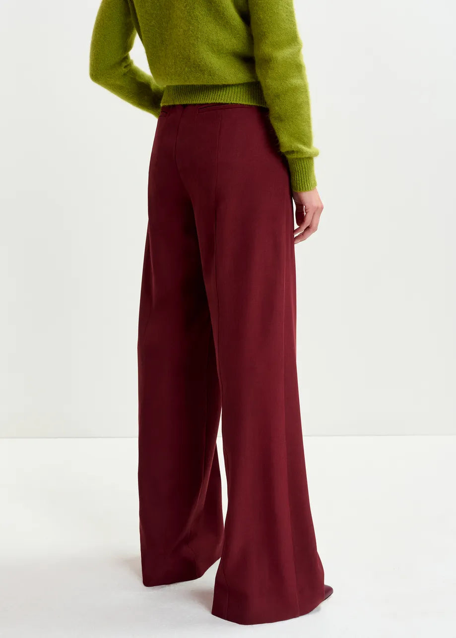 Essentiel antwerp izi wide leg trousers - burgundy Trousers