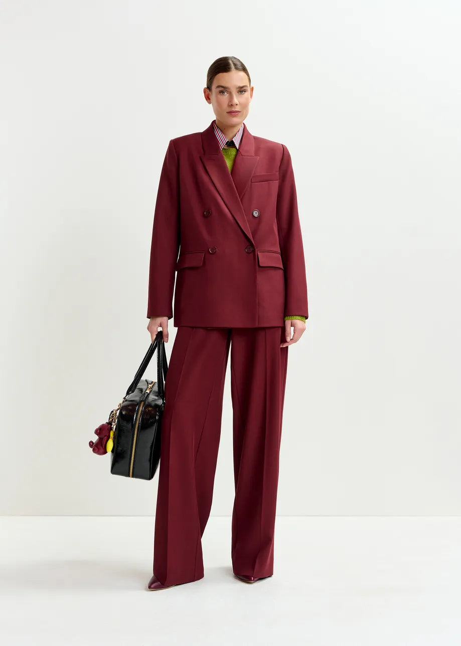 Essentiel antwerp izi wide leg trousers - burgundy Trousers