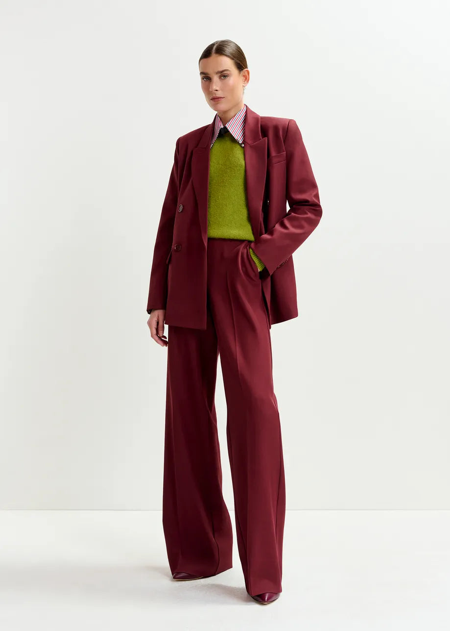 Essentiel antwerp izi wide leg trousers - burgundy Trousers