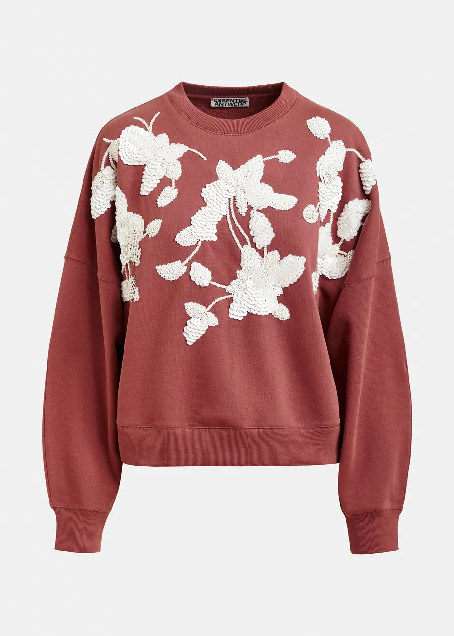 Essentiel antwerp jaga sweatshirt with sequin and bead