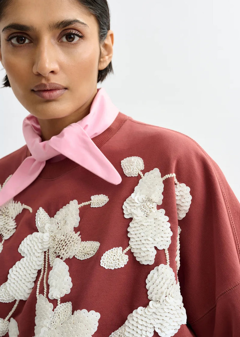 Essentiel antwerp jaga sweatshirt with sequin and bead