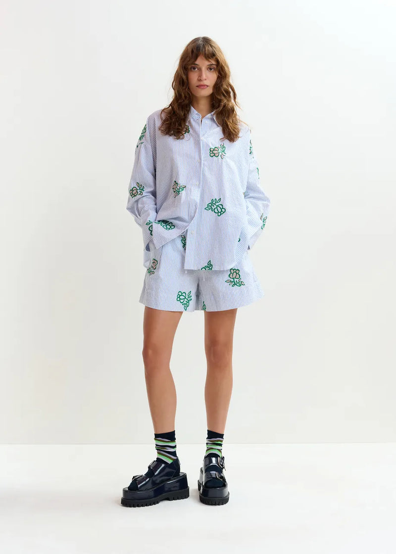 Essentiel antwerp jalinki pinstripe embroidered shirt