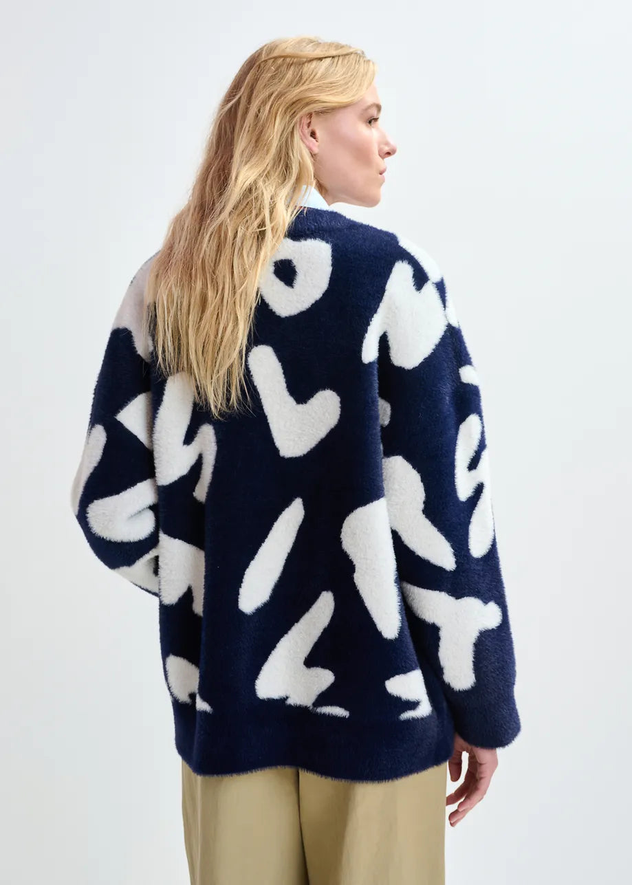 Essentiel antwerp jarden letter print cardigan - navy
