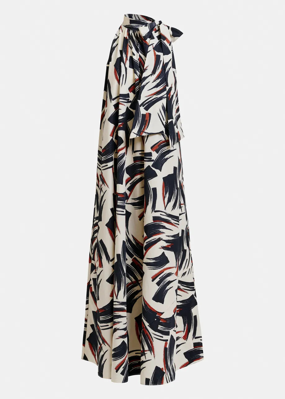 Essentiel antwerp jayda high neck maxi dress with knot