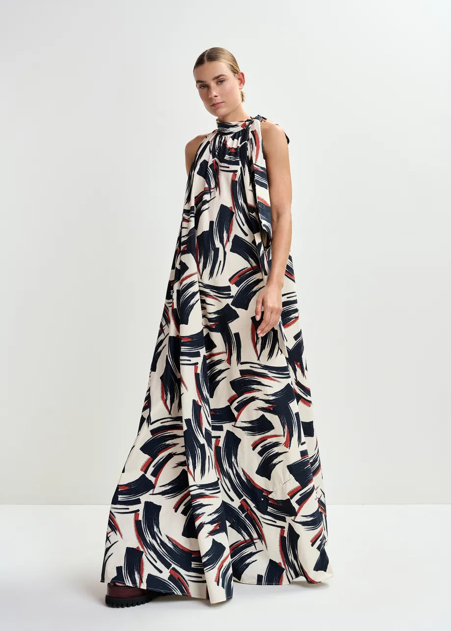 Essentiel antwerp jayda high neck maxi dress with knot