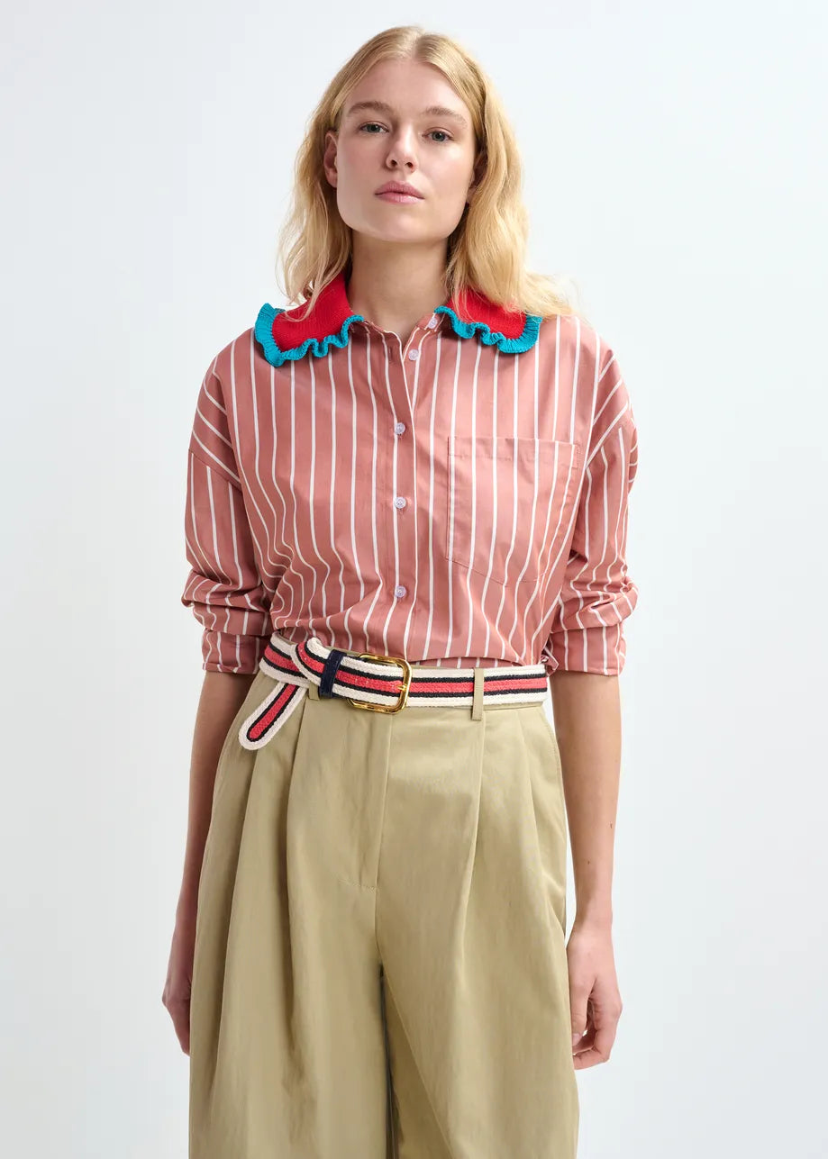 Essentiel antwerp jedance striped belt with gold-tone