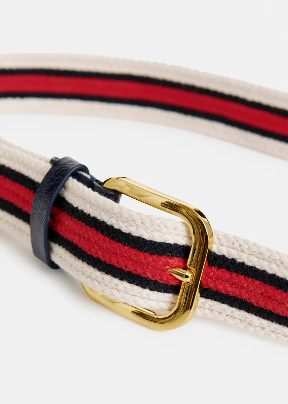 Essentiel antwerp jedance striped belt with gold-tone