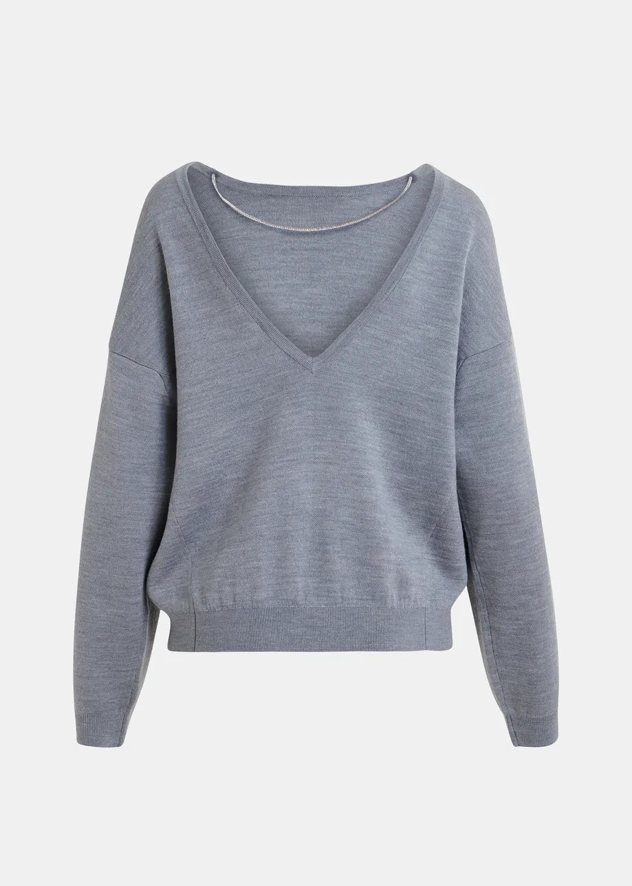 Essentiel antwerp jemini open-back sweater with rhinestone